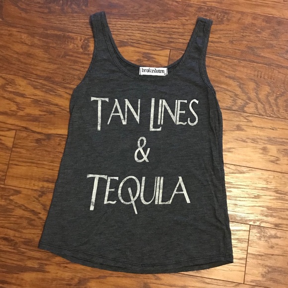 Tops - Brokedown Tanlines & Tequila Grey Tank Top Tops - Brokedown Tanlines & Tequila Grey Tank Top